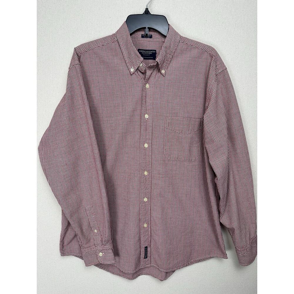 American Eagle Outfitters Men’s Shirt XXL Plaid Chambray Long Sleeve Button‎